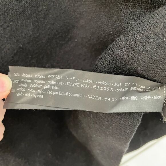 ZARA Knit Black Cropped Short Sleeve Chain Detail Collar Top Women’s Size S - Picture 6 of 8